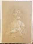 Lady with a Toaster - 2017 Silverpoint and White Chalk on Prepared Paper 11 1/2 x 8 1/4 inches