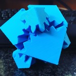 3D printed gear cube from PolyPrinter 229. File from Thingiverse