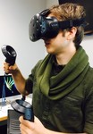 Student using HTC Vive virtual reality system