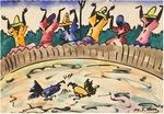Watercolor of Cock Fight by Unknown []